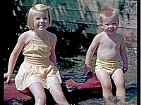 1954 Penny and Jeff wading